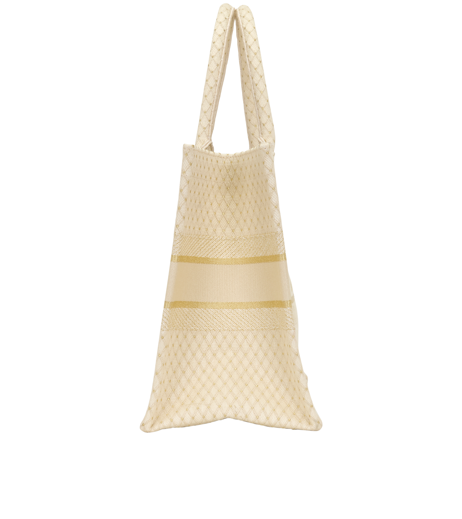 Medium Dior Book Tote, &pound;850, Handbags, Gold/White, Canvas, Side view